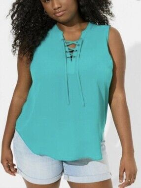 NWT Torrid Harper Georgette Lace Up Sleeveless Tank, Size 0 ( L, 12)